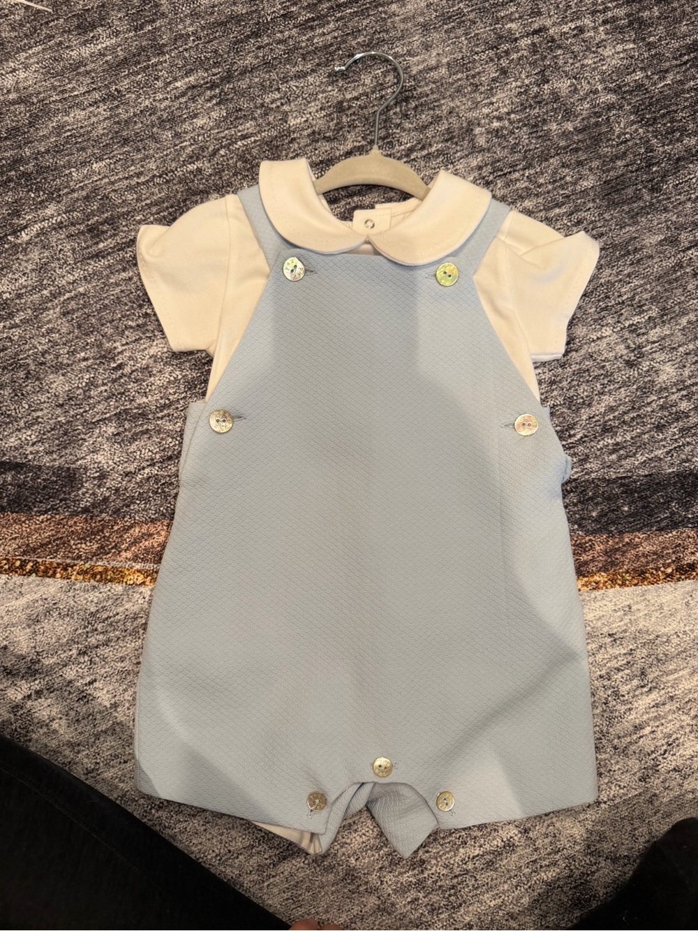 Classic Cream & Light Blue Baby One-Piece Bodysuit